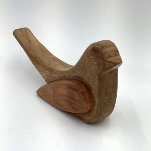 Hand Carved‎ Wooden Bird Figurine Rustic Farmhouse Decor Sculpture